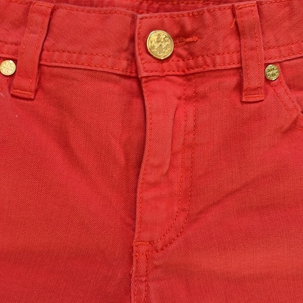 Tory Burch   Jeans  cropped/ankle pants  orange  embroidered back pocket logos